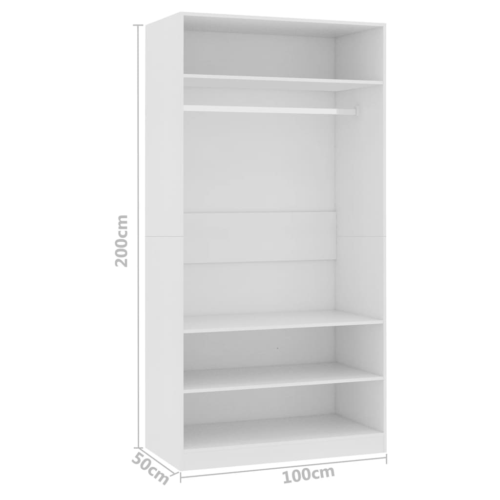 vidaXL Șifonier, alb, 100x50x200 cm, lemn prelucrat vidaXL Șifonier, alb, 100x50x200 cm, lemn prelucrat