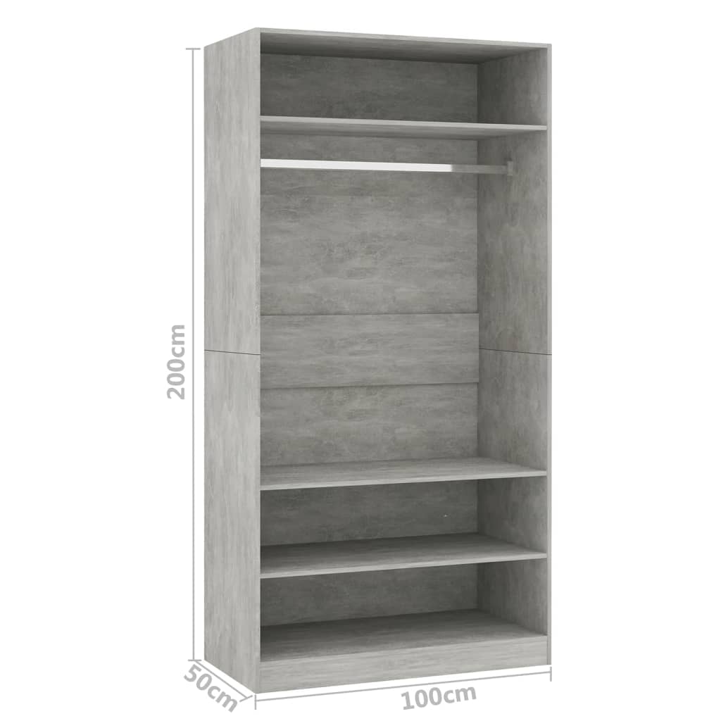 vidaXL Șifonier, gri beton, 100x50x200 cm, PAL vidaXL Șifonier, gri beton, 100x50x200 cm, PAL