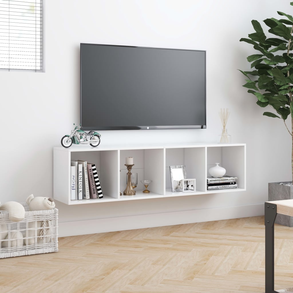 vidaXL Bibliotecă/Comodă TV, alb, 143x30x36 cm vidaXL Bibliotecă/Comodă TV, alb, 143x30x36 cm