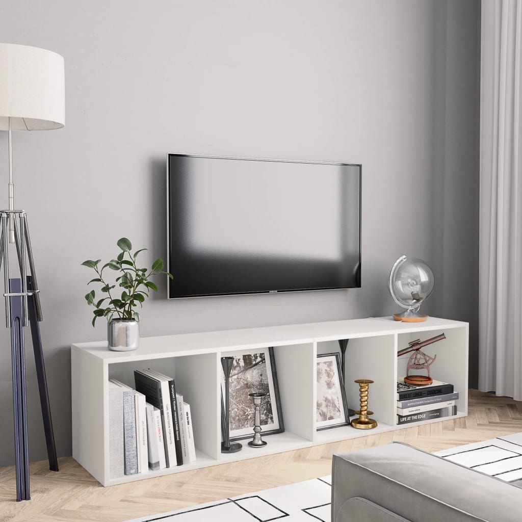 vidaXL Bibliotecă/Comodă TV, alb, 143x30x36 cm vidaXL Bibliotecă/Comodă TV, alb, 143x30x36 cm