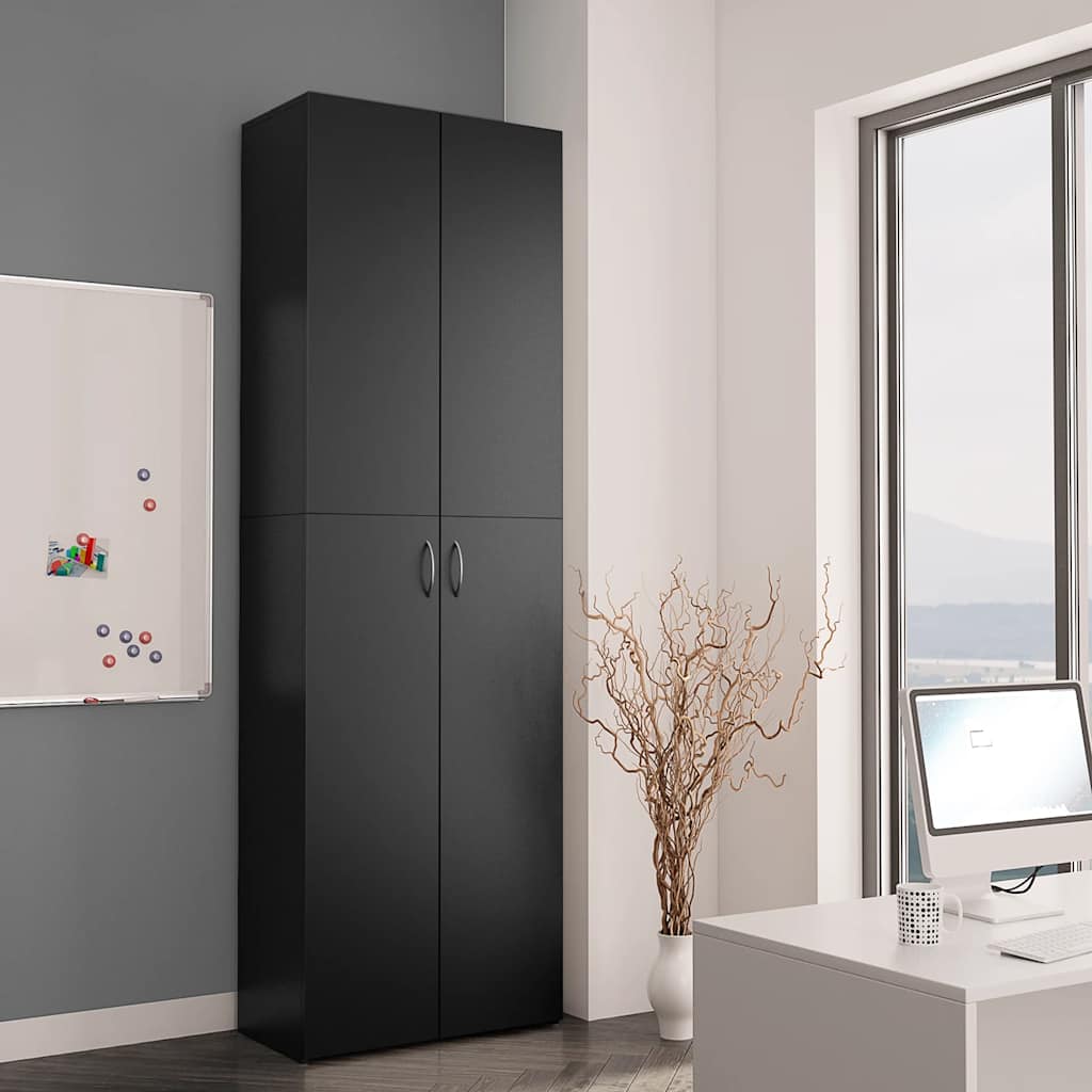 vidaXL Dulap de birou, negru, 60x32x190 cm, lemn prelucrat vidaXL Dulap de birou, negru, 60x32x190 cm, lemn prelucrat