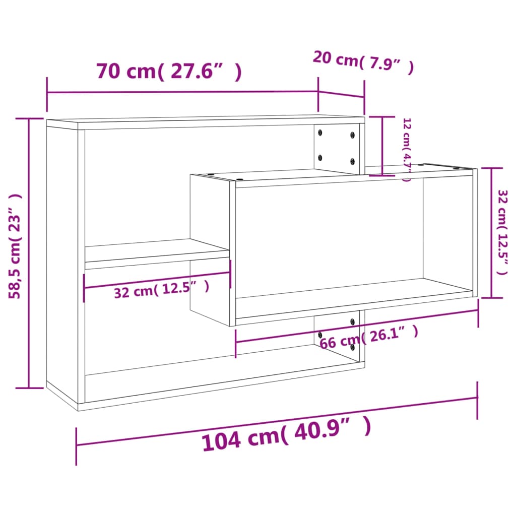vidaXL Rafturi de perete, stejar sonoma,104x20x58,5 cm, lemn prelucrat