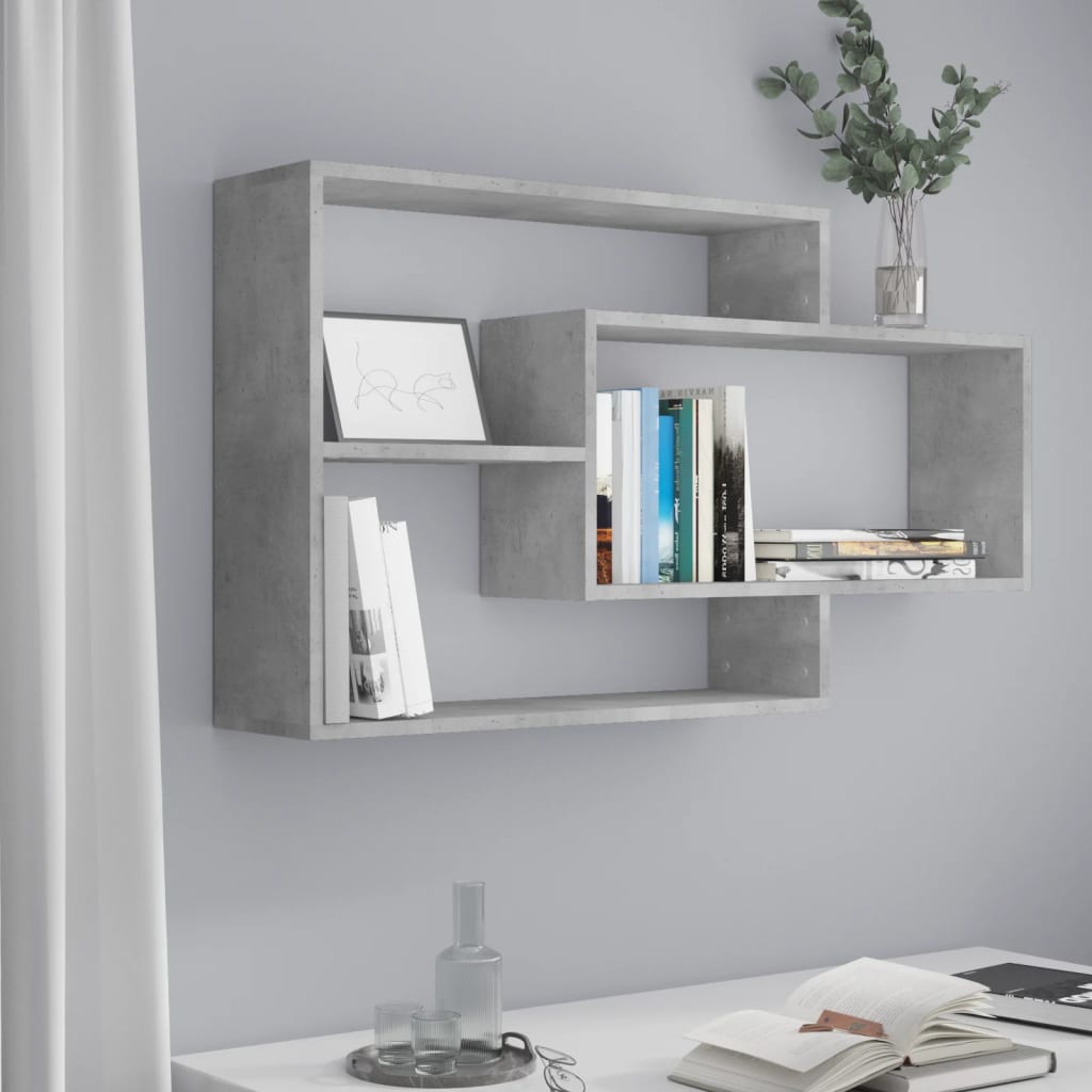 vidaXL Rafturi de perete, gri beton, 104x20x58,5 cm, lemn prelucrat vidaXL Rafturi de perete, gri beton, 104x20x58,5 cm, lemn prelucrat
