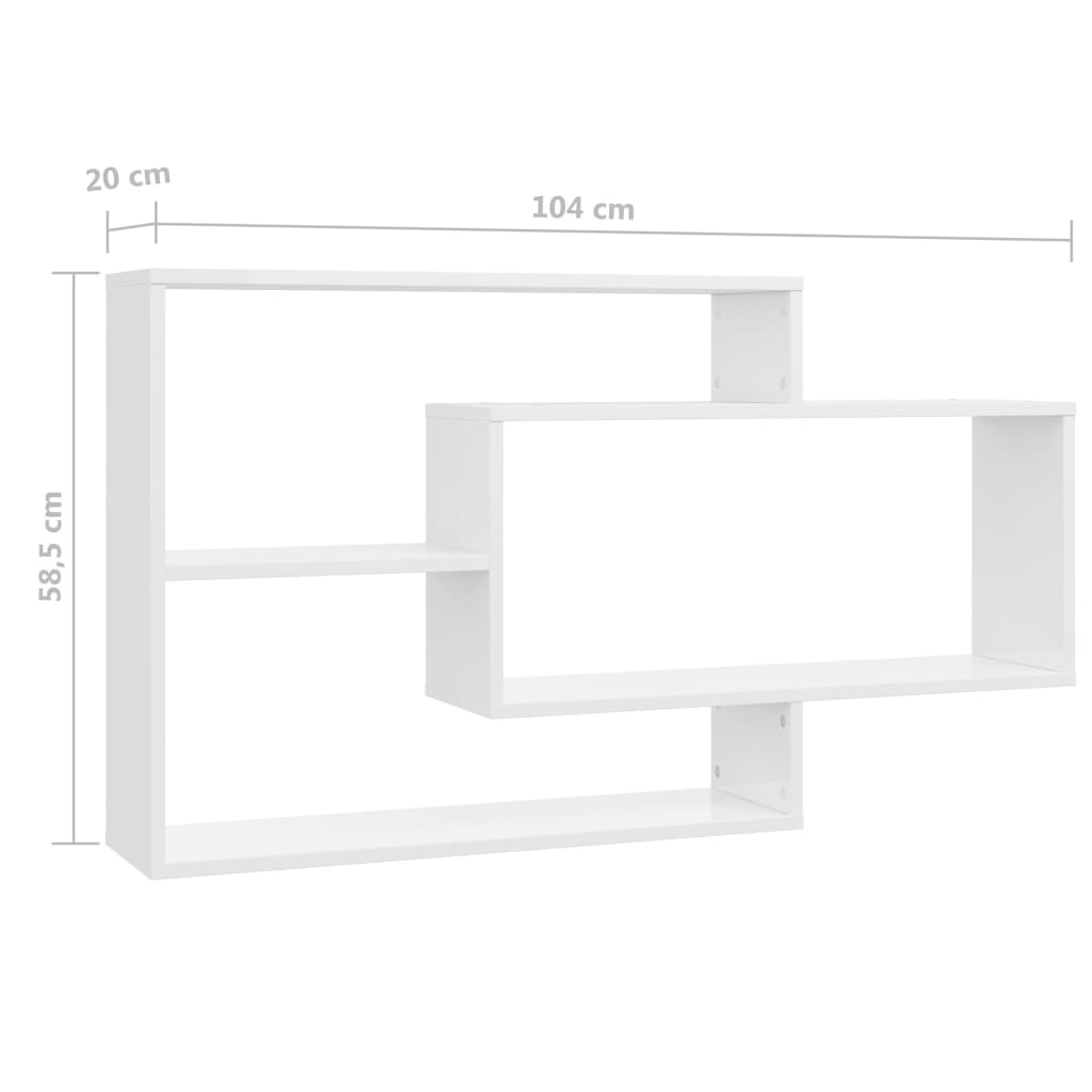 vidaXL Rafturi de perete alb extralucios 104x20x58,5 cm lemn prelucrat vidaXL Rafturi de perete alb extralucios 104x20x58,5 cm lemn prelucrat