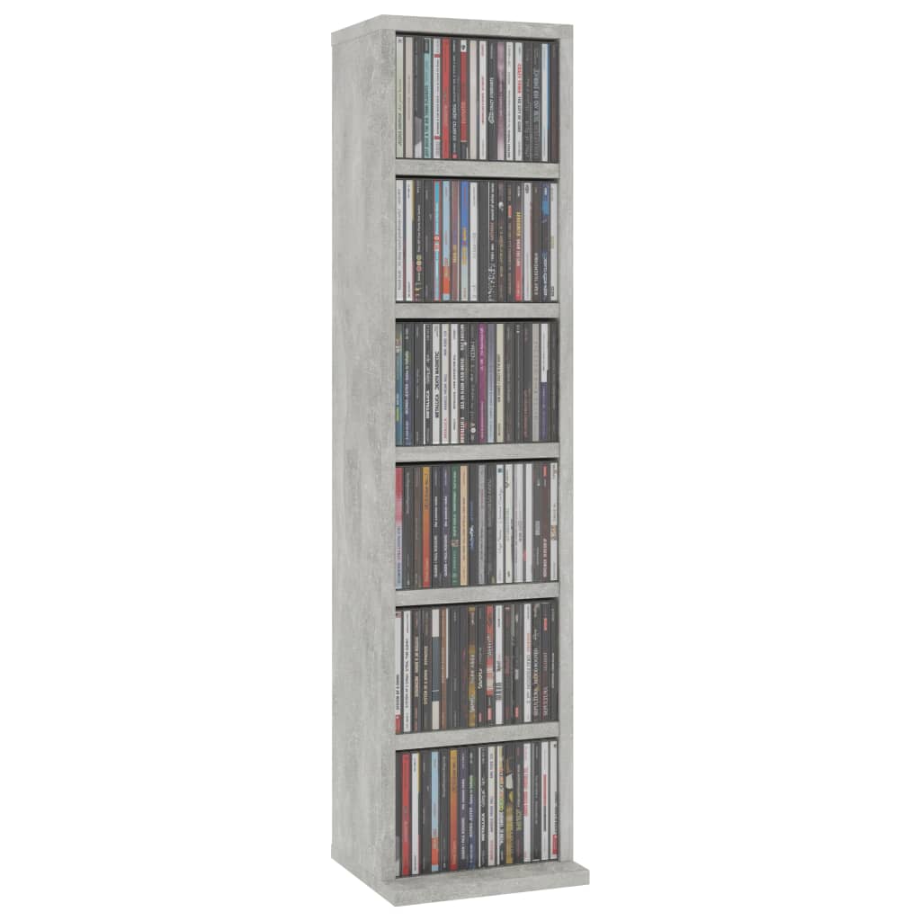 vidaXL Dulap CD-uri, gri beton, 21x20x88 cm, lemn compozit vidaXL Dulap CD-uri, gri beton, 21x20x88 cm, lemn compozit