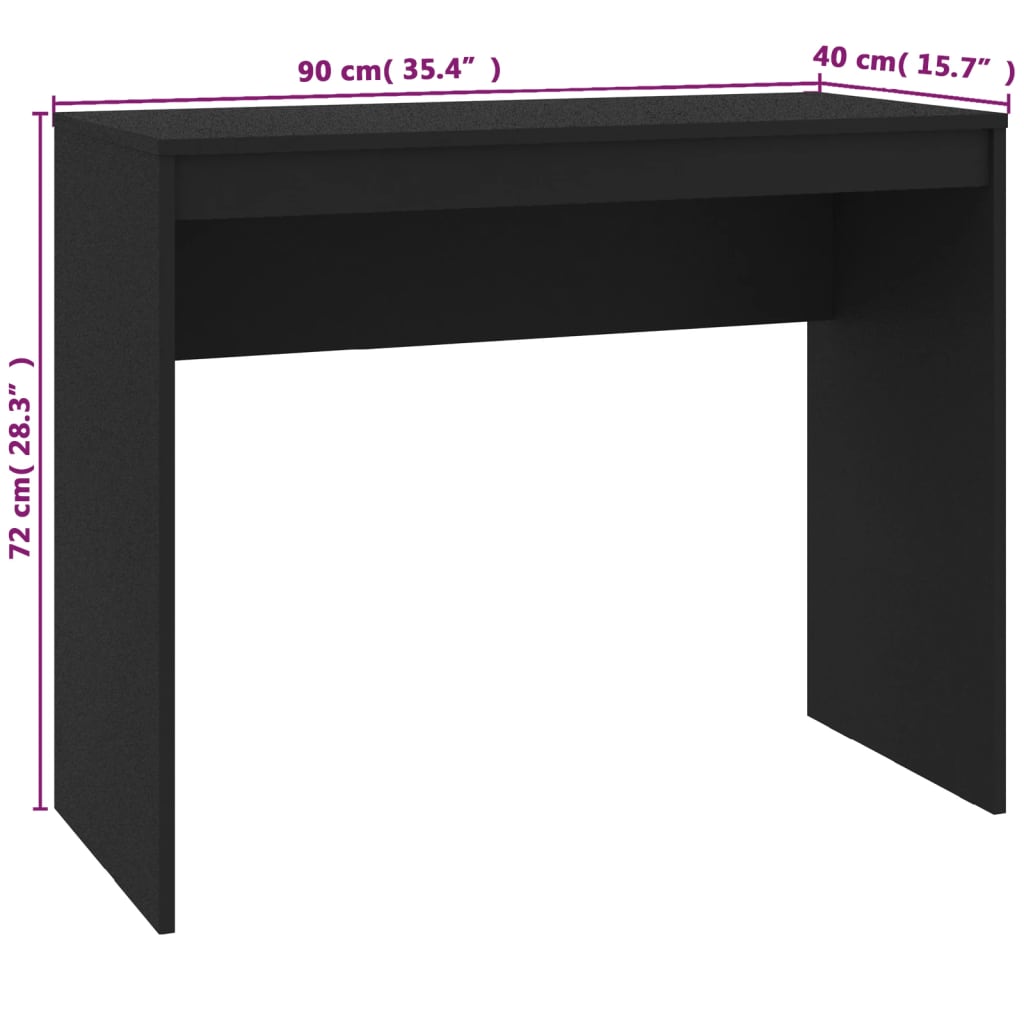 vidaXL Birou, negru, 90x40x72 cm, lemn prelucrat