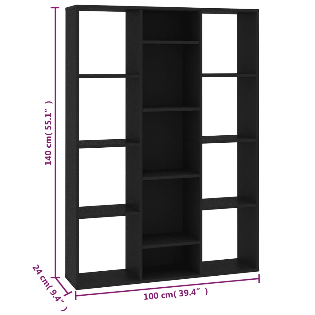 vidaXL Separator cameră/Bibliotecă, negru 100x24x140 cm lemn prelucrat