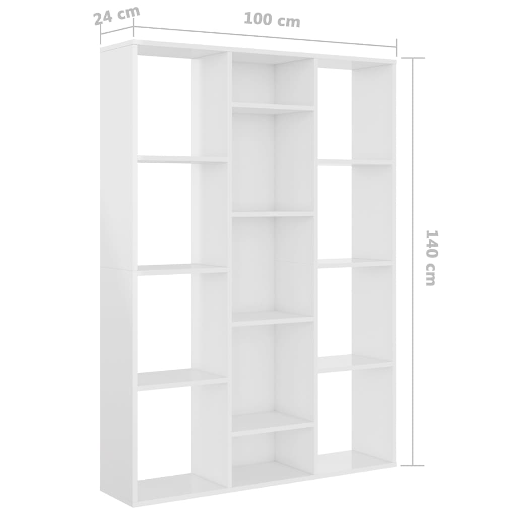 vidaXL Separator/Bibliotecă alb lucios 100x24x140 cm lemn prelucrat vidaXL Separator/Bibliotecă alb lucios 100x24x140 cm lemn prelucrat