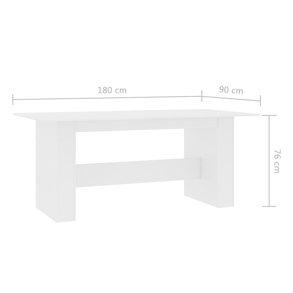 vidaXL Masă de bucătărie, alb, 180x90x76 cm, lemn prelucrat vidaXL Masă de bucătărie, alb, 180x90x76 cm, lemn prelucrat