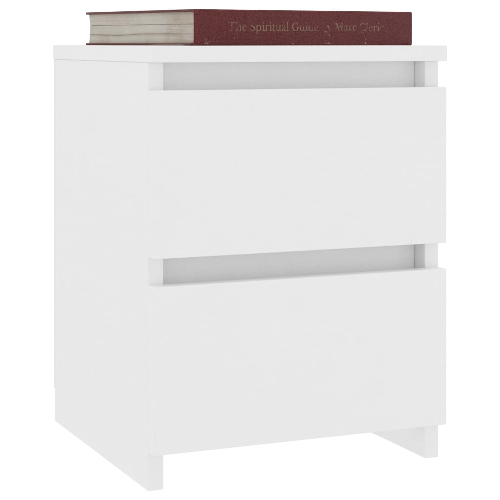 vidaXL Noptiere, 2 buc., alb, 30x30x40 cm, lemn prelucrat
