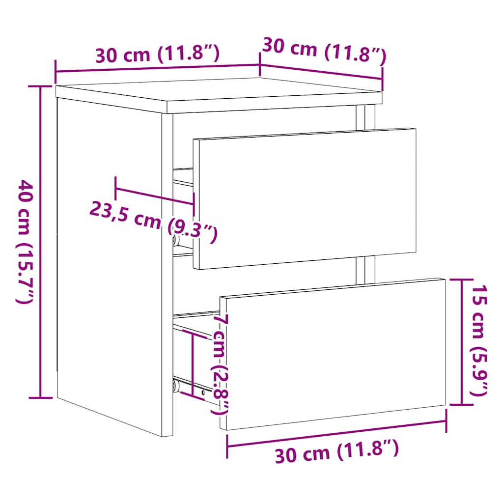 vidaXL Noptiere, 2 buc., negru, 30x30x40 cm, lemn prelucrat vidaXL Noptiere, 2 buc., negru, 30x30x40 cm, lemn prelucrat