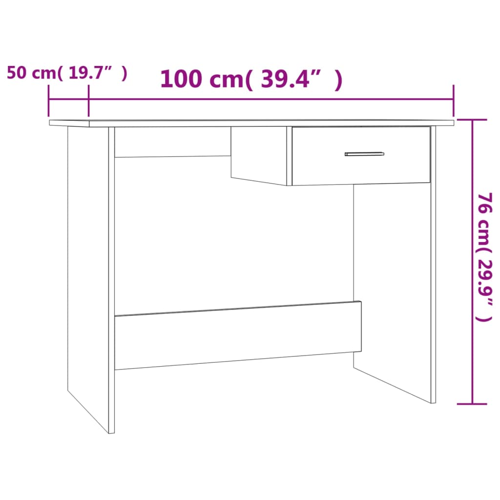 vidaXL Birou, stejar sonoma, 100x50x76 cm, lemn prelucrat