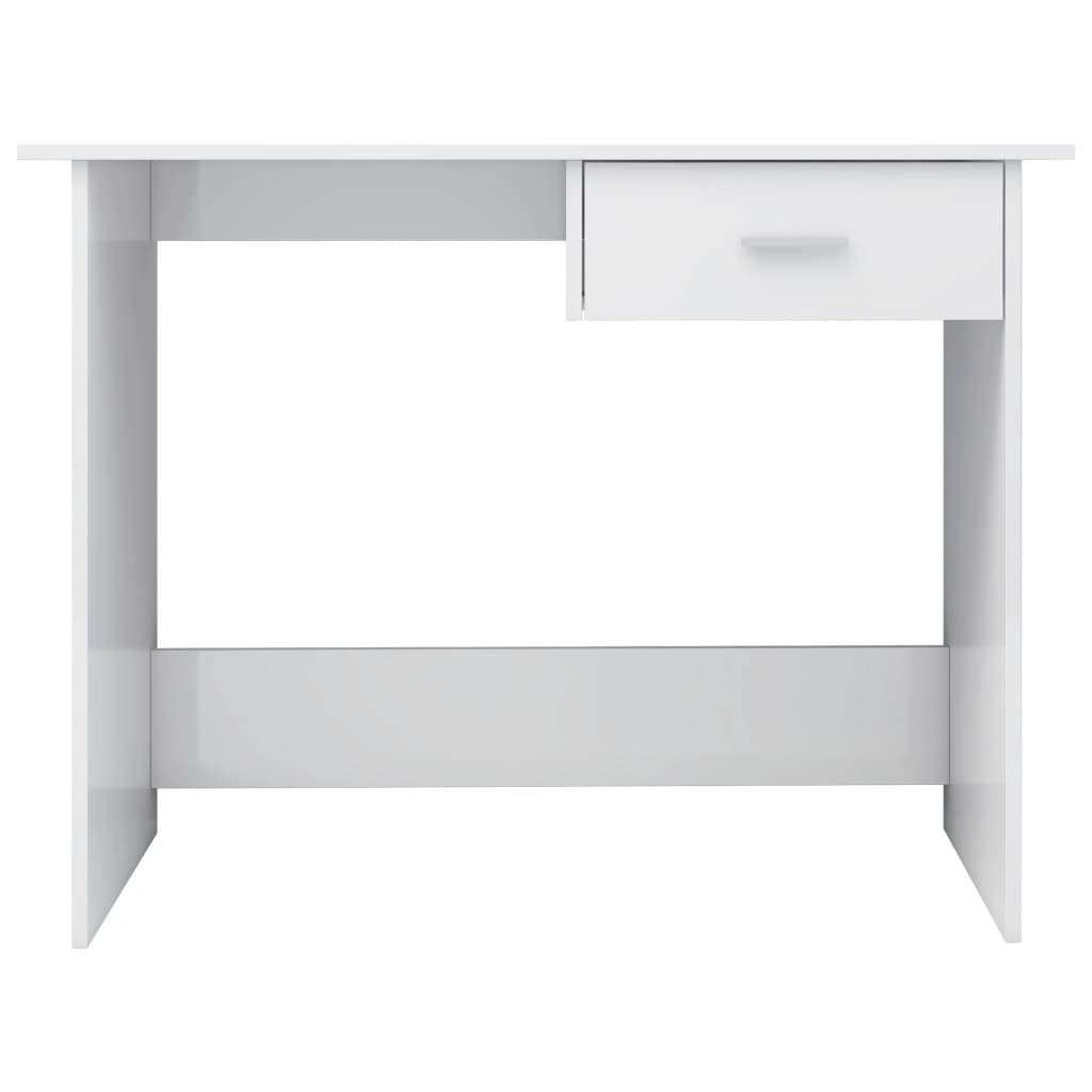 vidaXL Birou, alb extralucios, 100x50x76 cm, lemn prelucrat