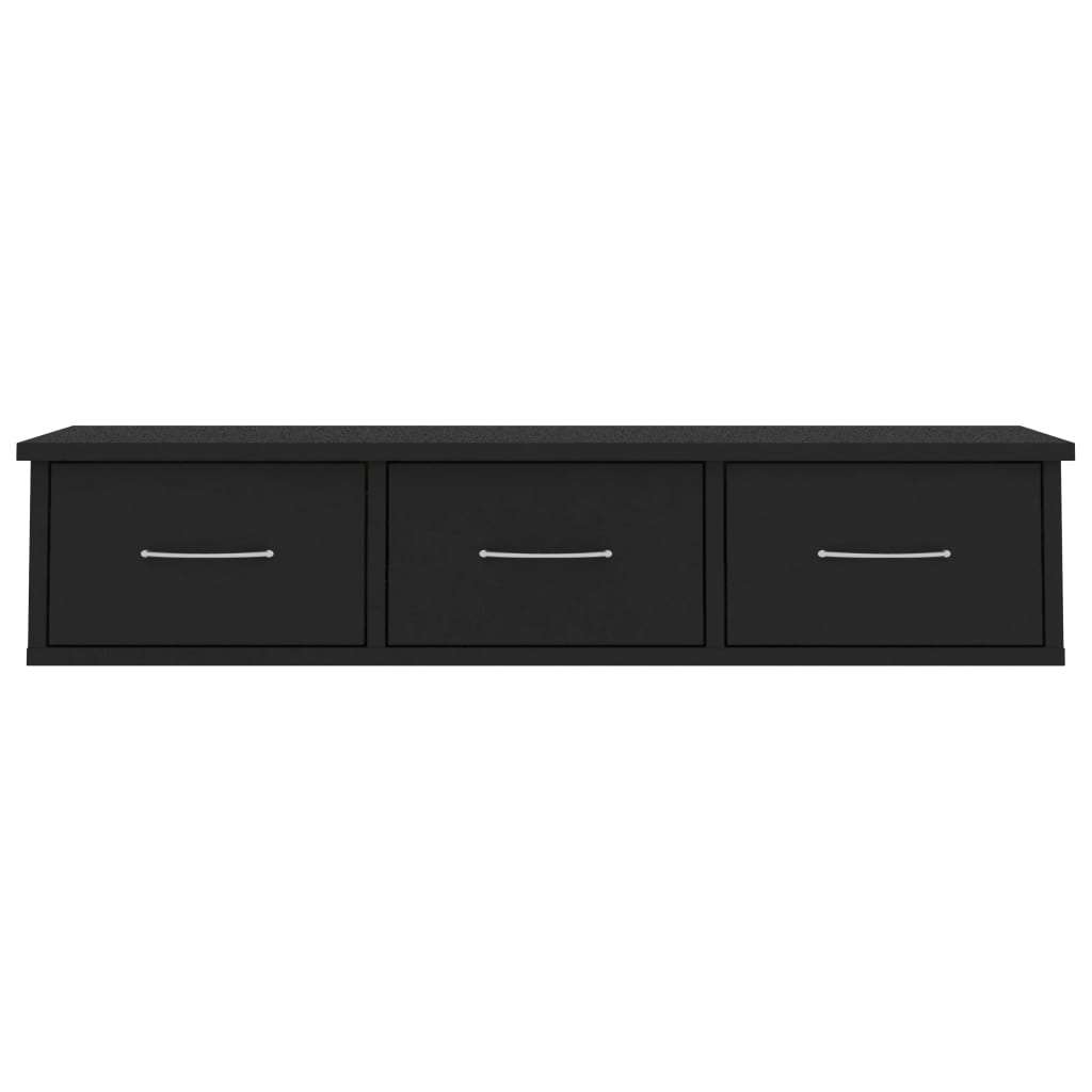 vidaXL Dulap de perete cu sertare, negru 88x26x18,5 cm lemn prelucrat vidaXL Dulap de perete cu sertare, negru 88x26x18,5 cm lemn prelucrat
