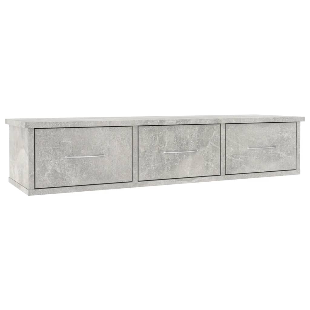 vidaXL Dulap de perete cu sertare, gri beton, 88x26x18,5 cm