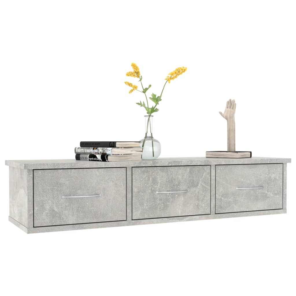 vidaXL Dulap de perete cu sertare, gri beton, 88x26x18,5 cm