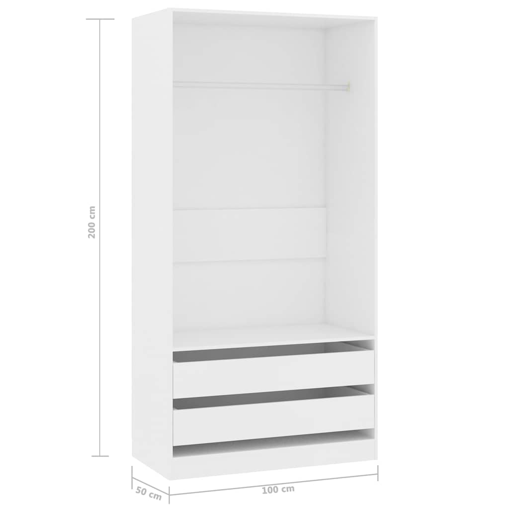 vidaXL Șifonier, alb, 100x50x200 cm, lemn prelucrat vidaXL Șifonier, alb, 100x50x200 cm, lemn prelucrat