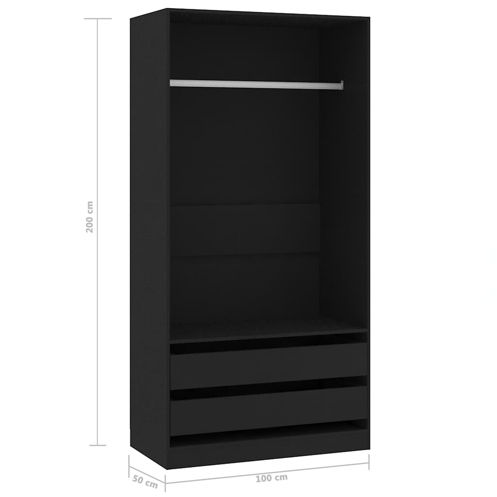 vidaXL Șifonier, negru, 100x50x200 cm, lemn prelucrat vidaXL Șifonier, negru, 100x50x200 cm, lemn prelucrat