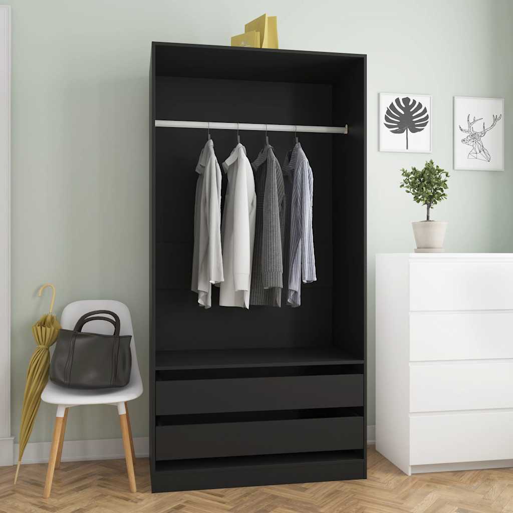 vidaXL Șifonier, negru, 100x50x200 cm, lemn prelucrat vidaXL Șifonier, negru, 100x50x200 cm, lemn prelucrat