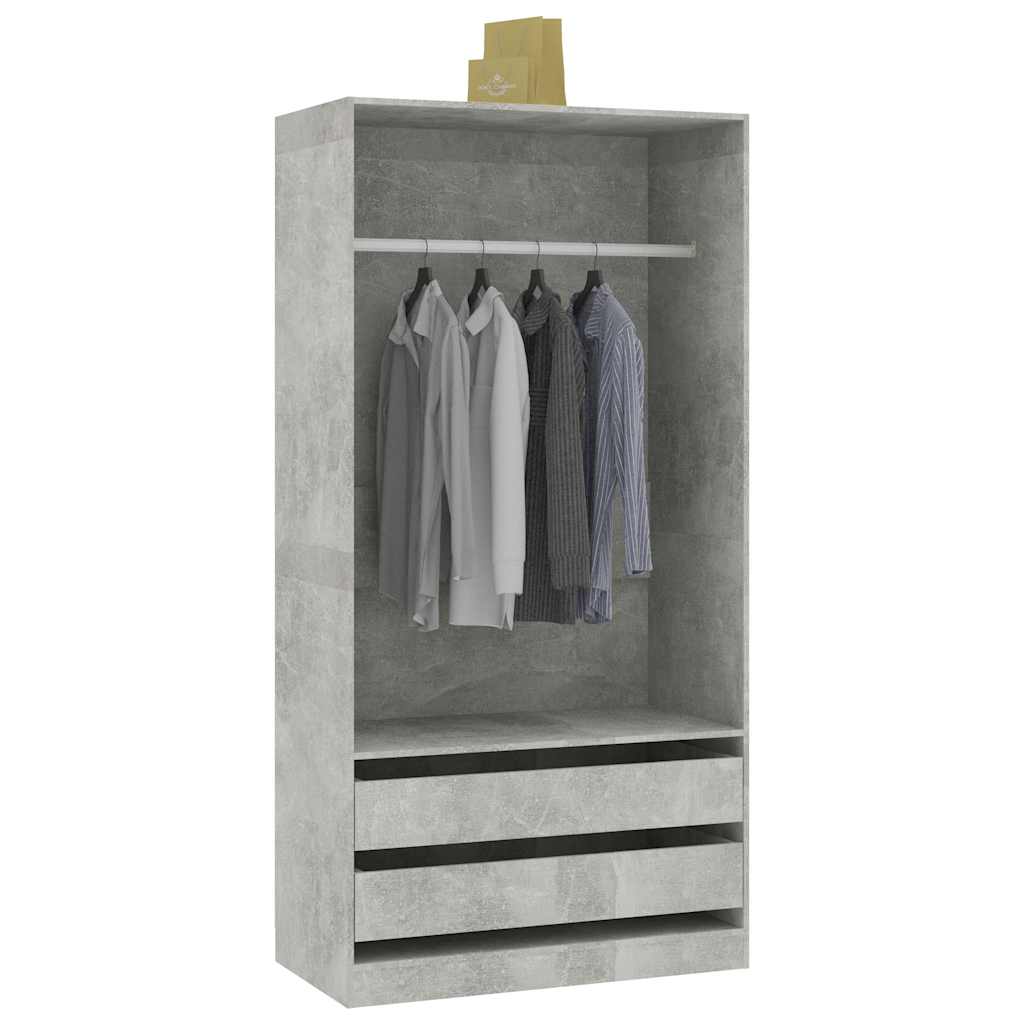 vidaXL Șifonier, gri beton, 100x50x200 cm, lemn prelucrat