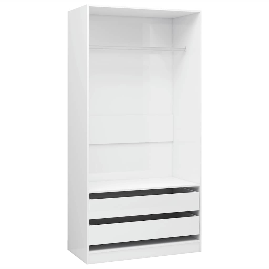 vidaXL Șifonier, alb extralucios, 100x50x200 cm, lemn prelucrat vidaXL Șifonier, alb extralucios, 100x50x200 cm, lemn prelucrat