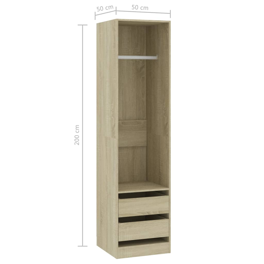 vidaXL Șifonier cu sertare stejar sonoma, 50x50x200 cm, lemn prelucrat