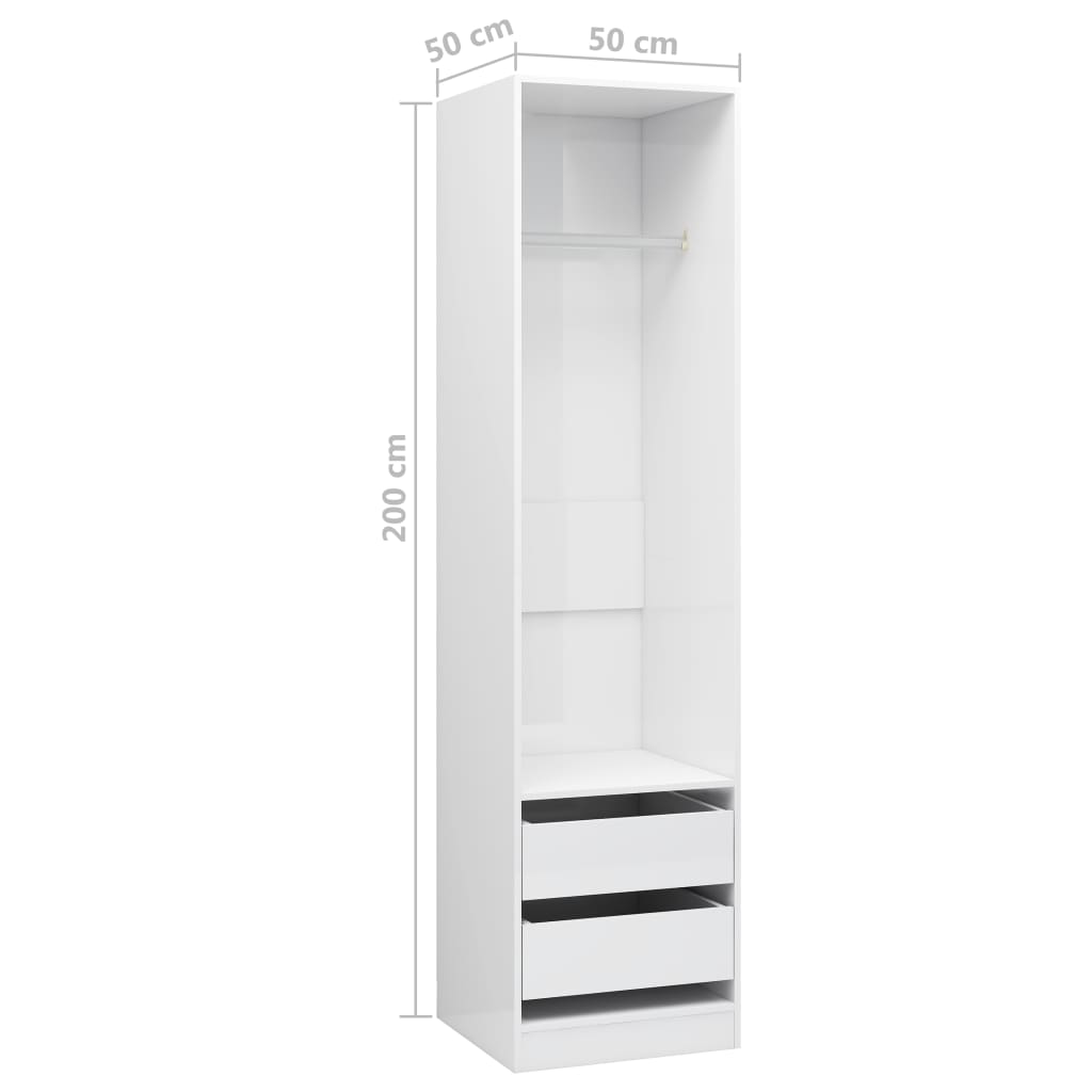vidaXL Șifonier cu sertare alb extralucios 50x50x200 cm lemn prelucrat vidaXL Șifonier cu sertare alb extralucios 50x50x200 cm lemn prelucrat