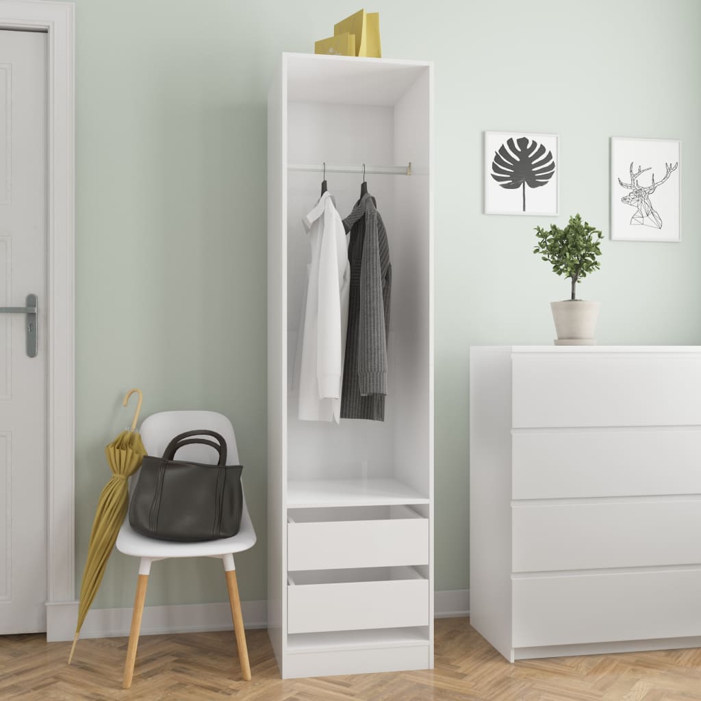 vidaXL Șifonier cu sertare alb extralucios 50x50x200 cm lemn prelucrat vidaXL Șifonier cu sertare alb extralucios 50x50x200 cm lemn prelucrat