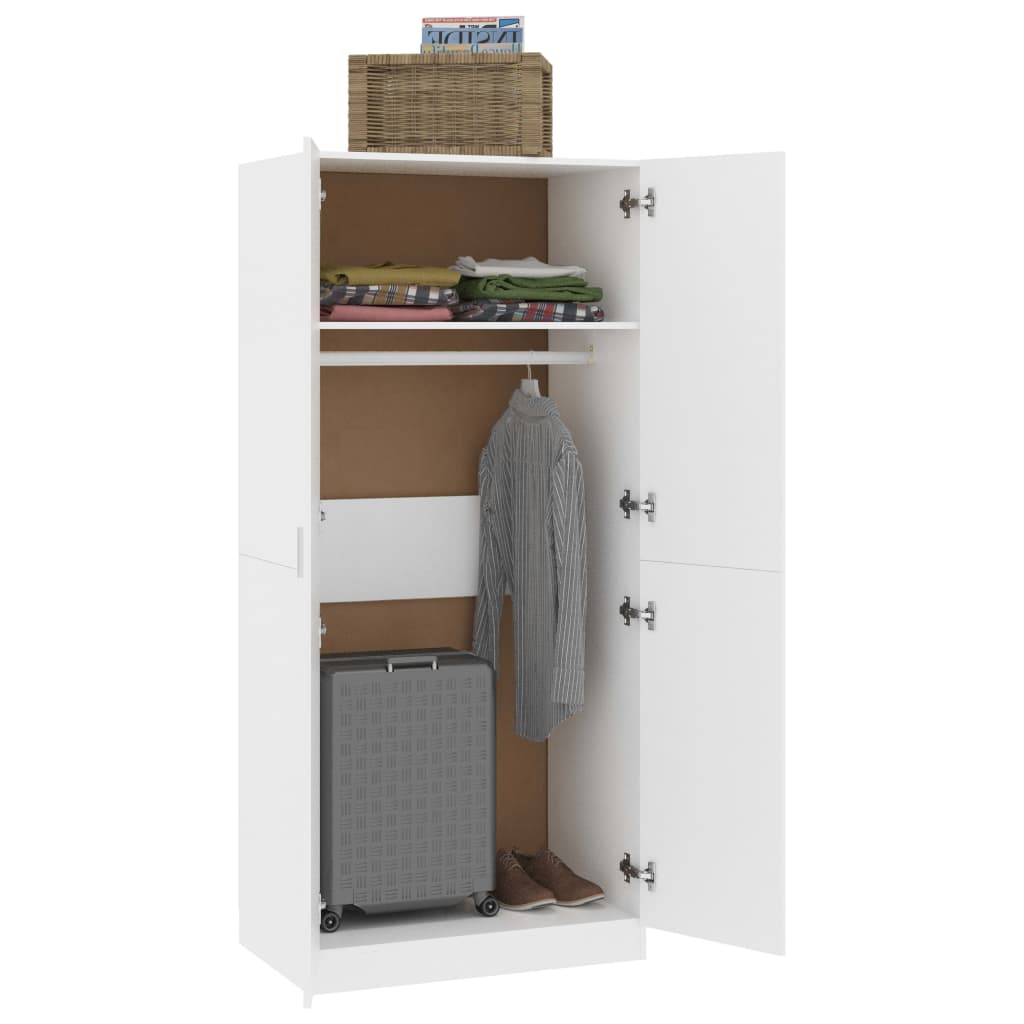 vidaXL Șifonier, alb, 80x52x180 cm, lemn prelucrat vidaXL Șifonier, alb, 80x52x180 cm, lemn prelucrat