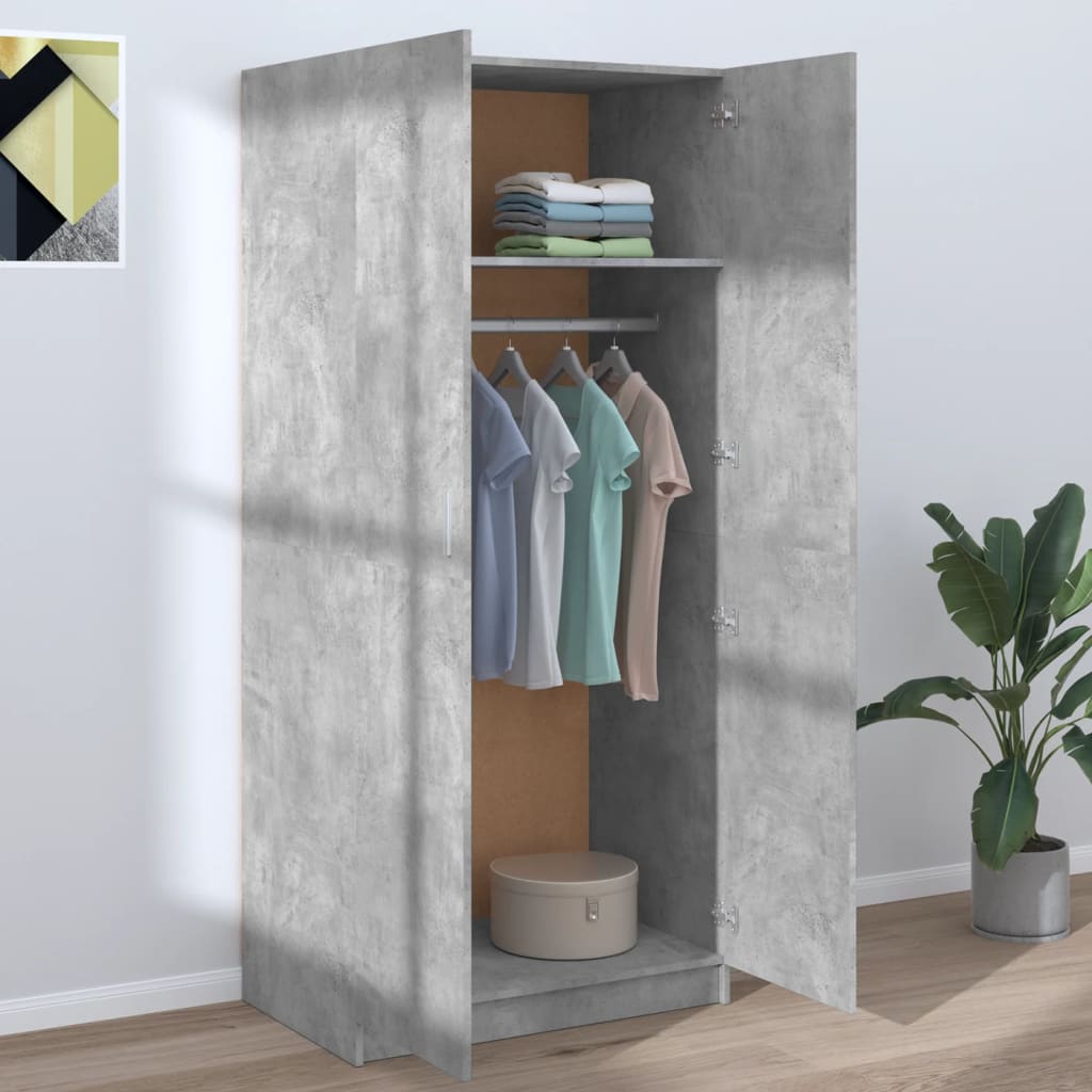vidaXL Șifonier, gri beton, 80x52x180 cm, lemn prelucrat