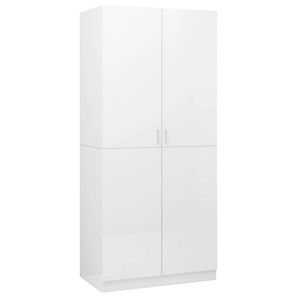 vidaXL Șifonier, alb extralucios, 80x52x180 cm, lemn prelucrat vidaXL Șifonier, alb extralucios, 80x52x180 cm, lemn prelucrat