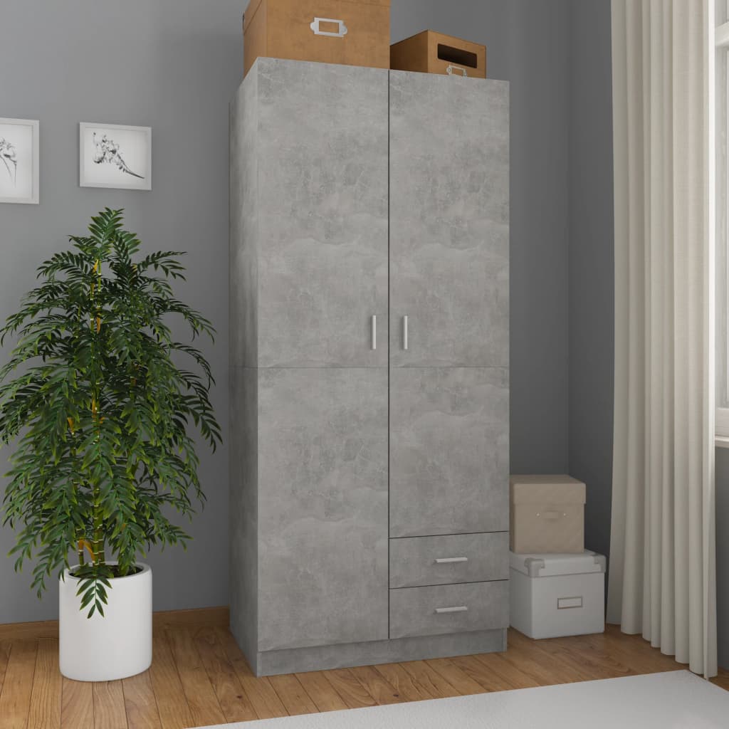 vidaXL Șifonier, gri beton, 80x52x180 cm, lemn prelucrat vidaXL Șifonier, gri beton, 80x52x180 cm, lemn prelucrat
