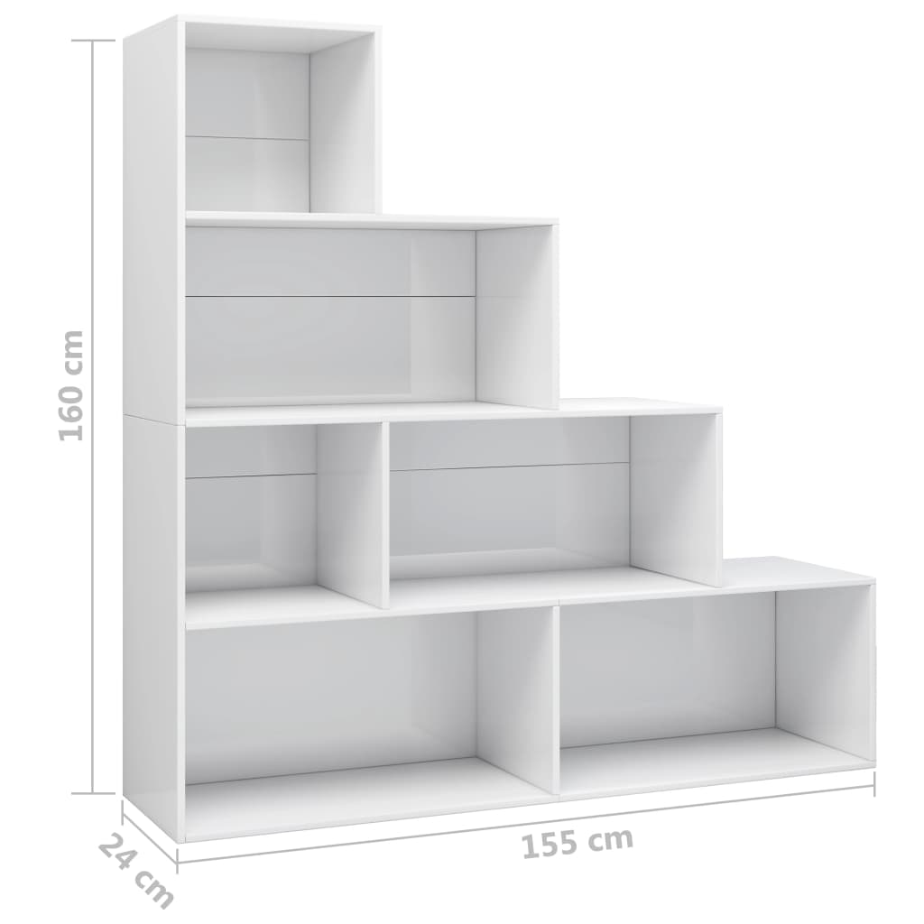 vidaXL Bibliotecă/Separator, alb lucios, 155x24x160 cm, lemn prelucrat vidaXL Bibliotecă/Separator, alb lucios, 155x24x160 cm, lemn prelucrat