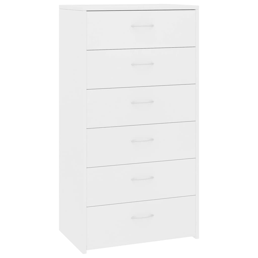 vidaXL Dulap cu 6 sertare, alb, 50x34x96 cm, lemn prelucrat vidaXL Dulap cu 6 sertare, alb, 50x34x96 cm, lemn prelucrat