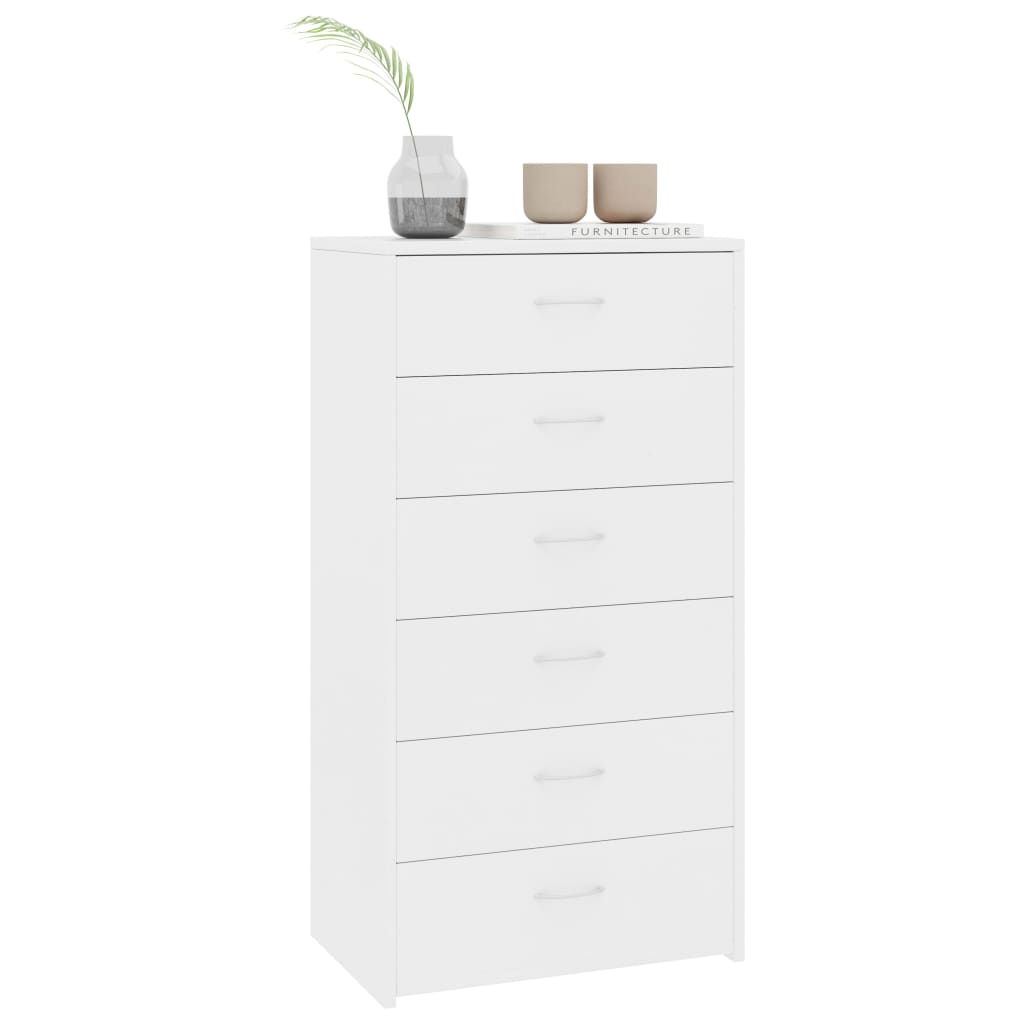 vidaXL Dulap cu 6 sertare, alb, 50x34x96 cm, lemn prelucrat vidaXL Dulap cu 6 sertare, alb, 50x34x96 cm, lemn prelucrat