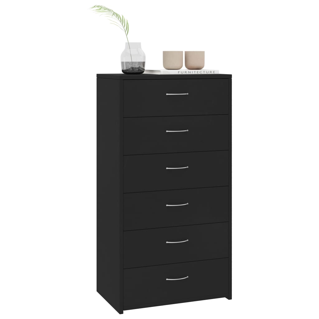 vidaXL Dulap cu 6 sertare, negru, 50x34x96 cm, lemn prelucrat vidaXL Dulap cu 6 sertare, negru, 50x34x96 cm, lemn prelucrat