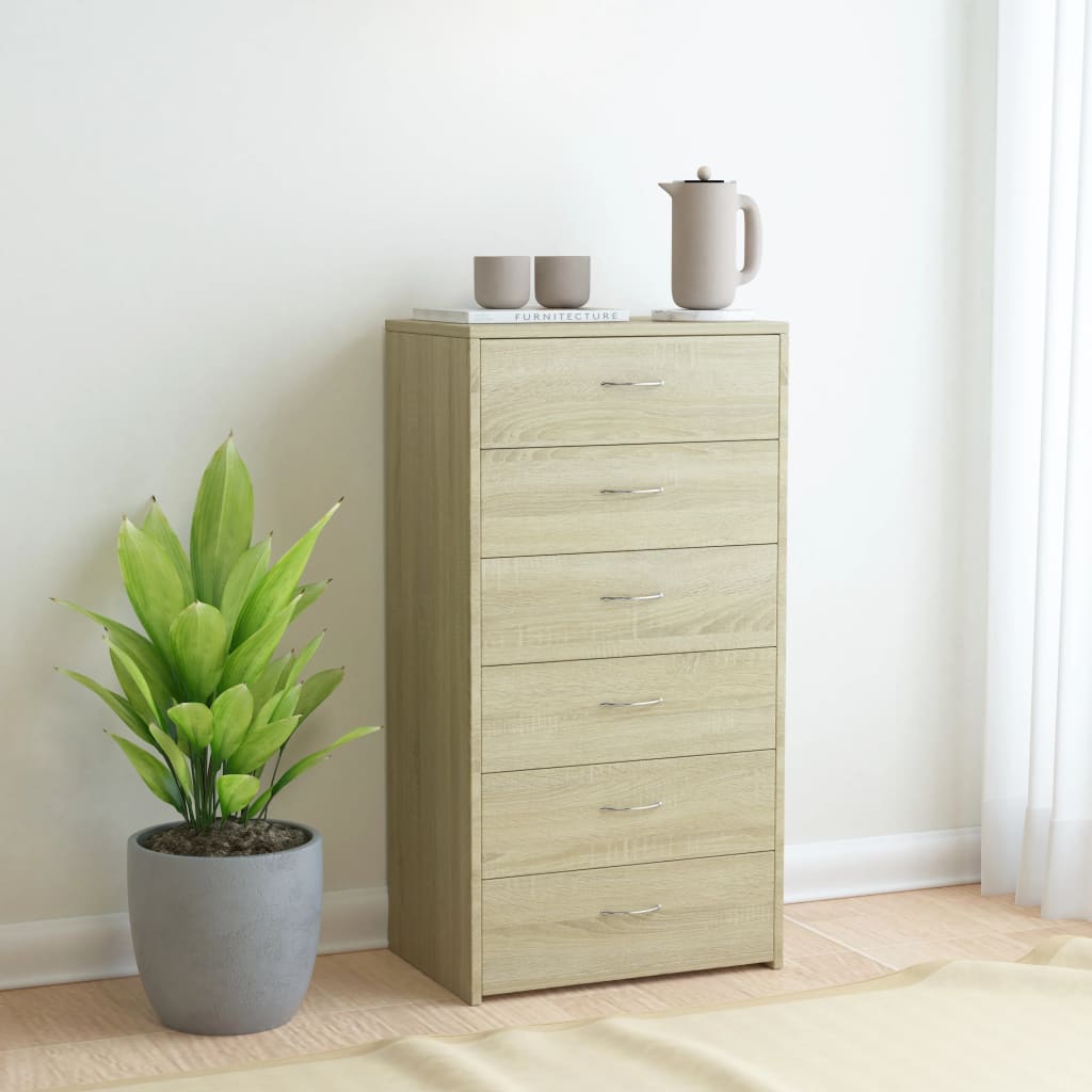vidaXL Dulap cu 6 sertare, stejar Sonoma, 50x34x96 cm, lemn prelucrat