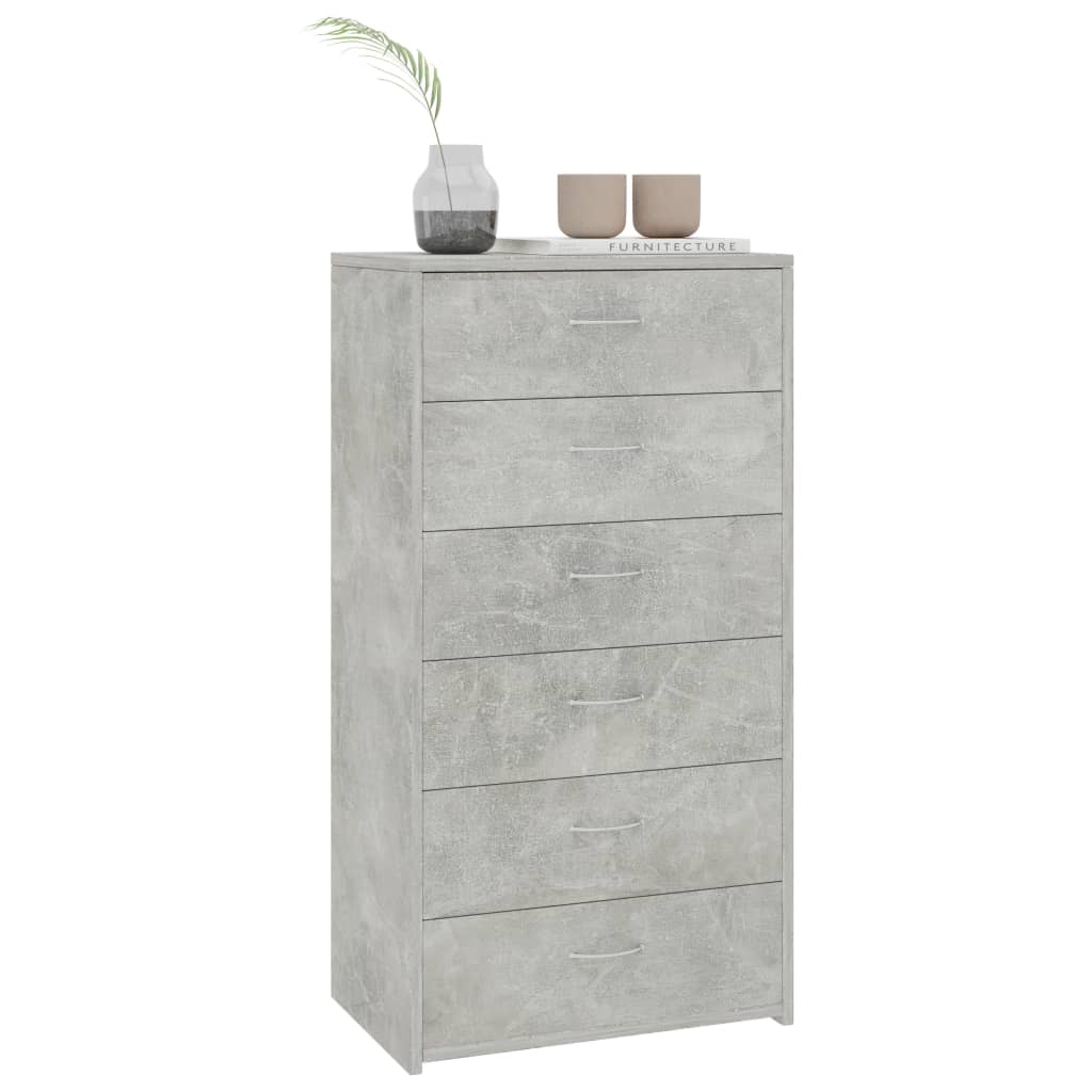vidaXL Dulap cu 6 sertare, gri beton, 50x34x96 cm, lemn prelucrat vidaXL Dulap cu 6 sertare, gri beton, 50x34x96 cm, lemn prelucrat