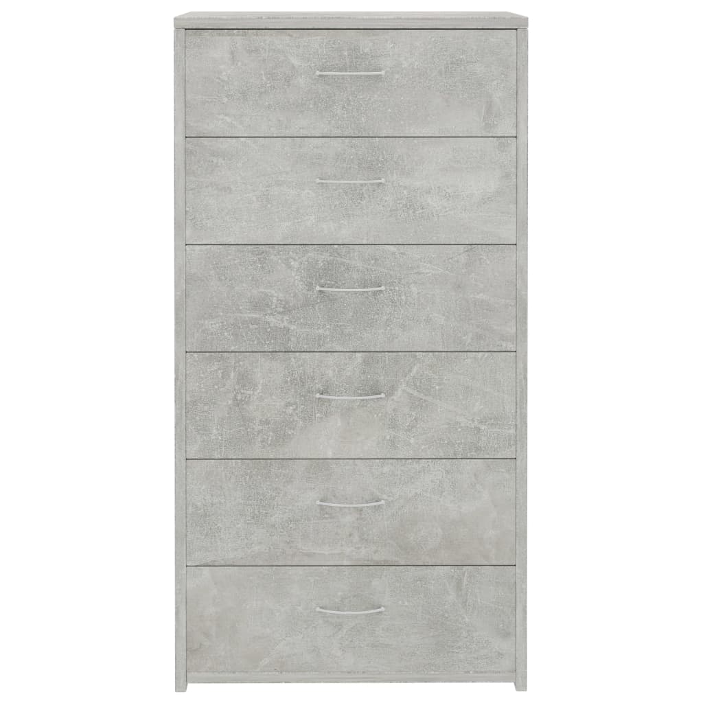 vidaXL Dulap cu 6 sertare, gri beton, 50x34x96 cm, lemn prelucrat vidaXL Dulap cu 6 sertare, gri beton, 50x34x96 cm, lemn prelucrat