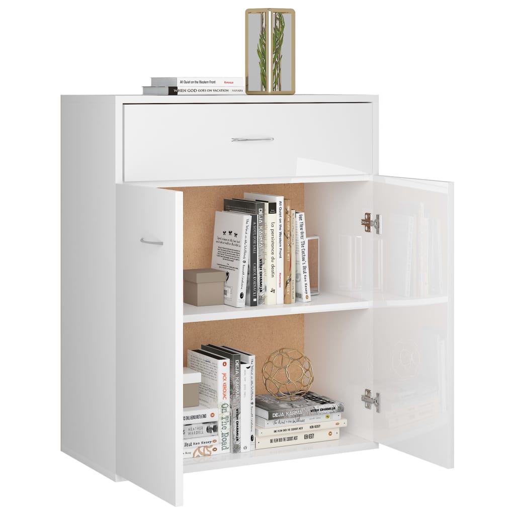 vidaXL Dulap, alb extralucios, 60x30x75 cm, lemn prelucrat
