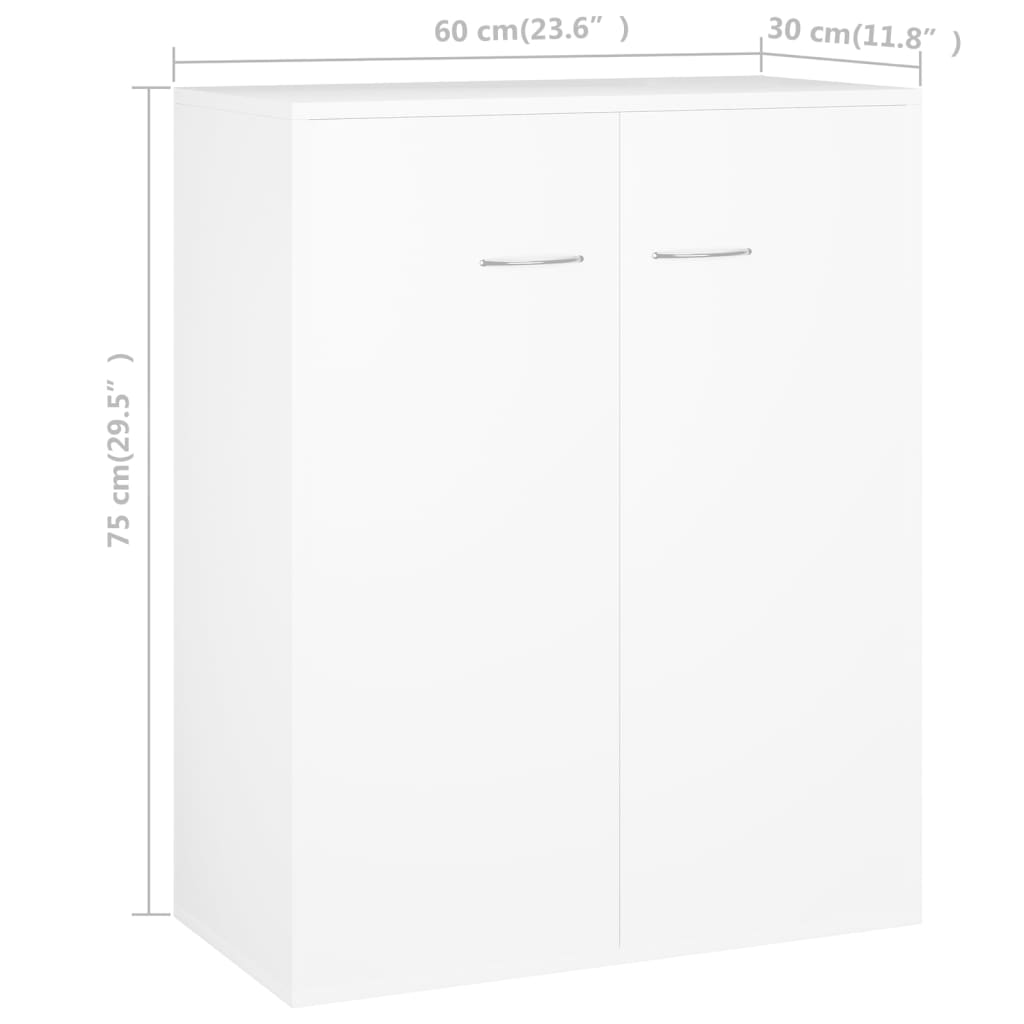 vidaXL Dulap, alb, 60x30x75 cm, lemn prelucrat