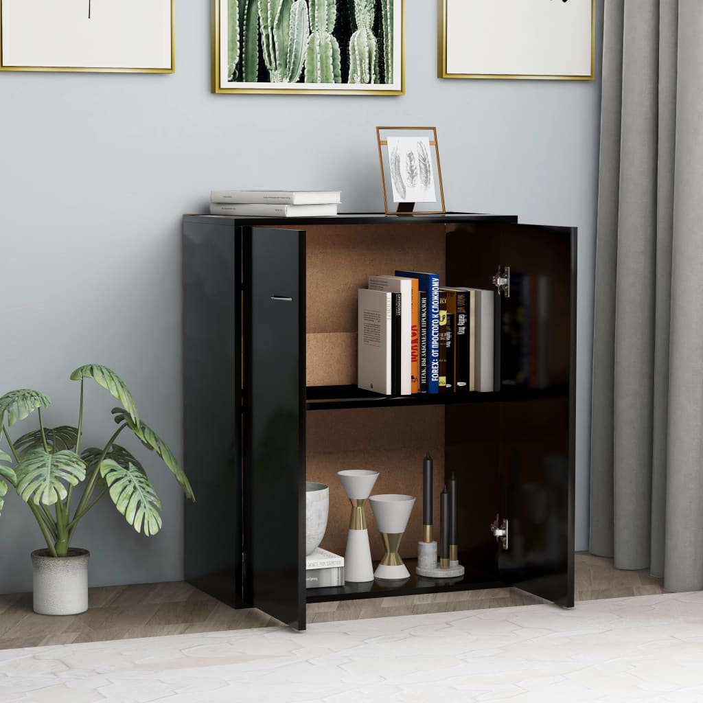 vidaXL Dulap, negru, 60x30x75 cm, lemn prelucrat