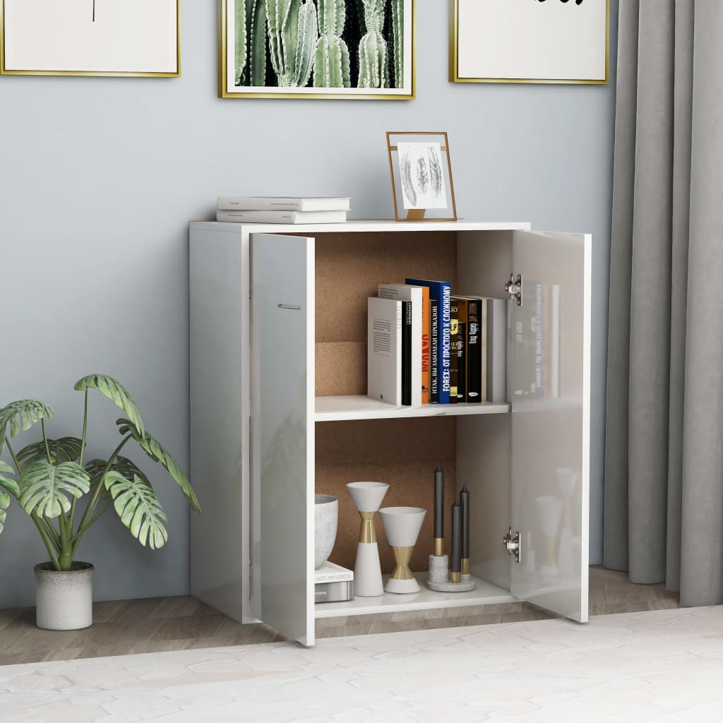 vidaXL Dulap, alb extralucios, 60x30x75 cm, lemn prelucrat