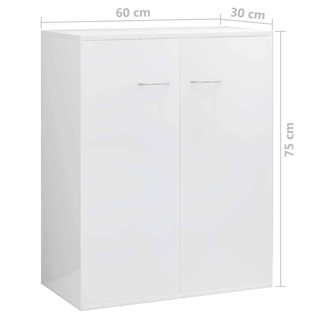 vidaXL Dulap, alb extralucios, 60x30x75 cm, lemn prelucrat