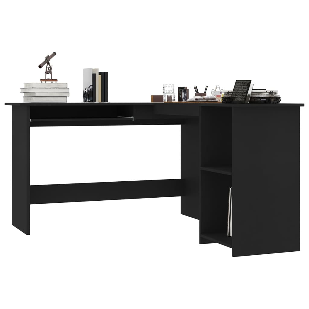 vidaXL Birou de colț în formă de L, negru 120x140x75 cm lemn prelucrat vidaXL Birou de colț în formă de L, negru 120x140x75 cm lemn prelucrat