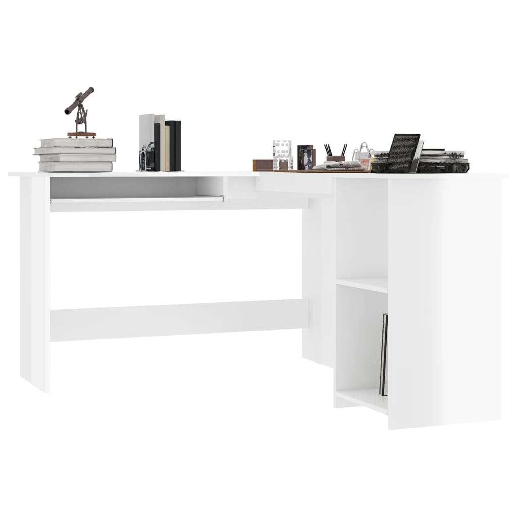 vidaXL Birou de colț formă de L alb extralucios 120x140x75 cm lemn