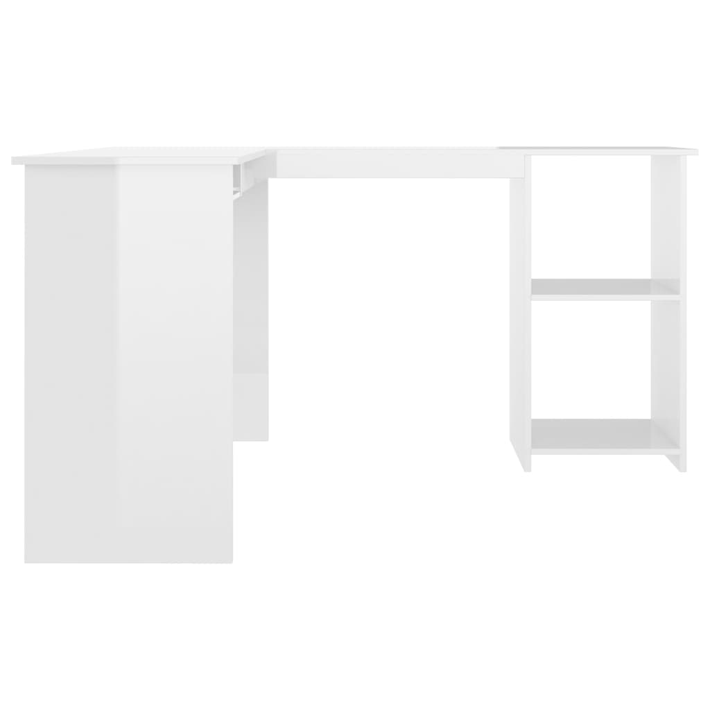 vidaXL Birou de colț formă de L alb extralucios 120x140x75 cm lemn