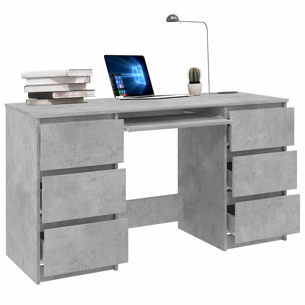 vidaXL Birou de scris, gri beton, 140x50x77 cm, lemn prelucrate
