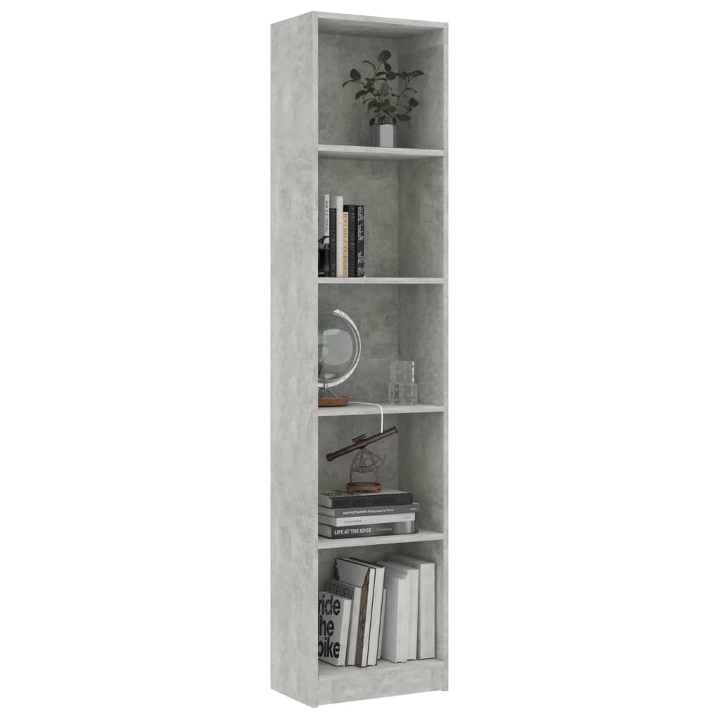 vidaXL Bibliotecă cu 5 rafturi, gri beton, 40x24x175 cm lemn prelucrat vidaXL Bibliotecă cu 5 rafturi, gri beton, 40x24x175 cm lemn prelucrat