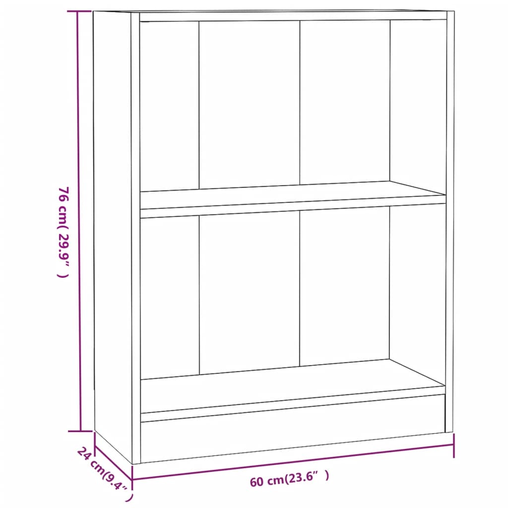 vidaXL Bibliotecă, gri, 60x24x76 cm, lemn compozit vidaXL Bibliotecă, gri, 60x24x76 cm, lemn compozit